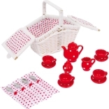 Cestino da picnic per bambini con set da tè rosso