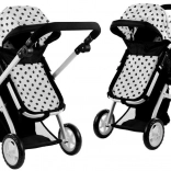 Passeggino per bambole Alice 2 in 1, profondo e sportivo, pois nero‑bianco