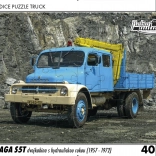 Puzzle Retro auto TRUCK Praga S5T doppia cabina con braccio idraulico 40 pezzi