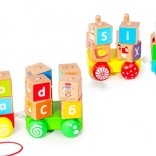 Treno in legno con blocchi educativi dell'alfabeto di Ecotoys