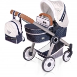 passeggino pieghevole per bambole 3 in 1 con zainetto top collection 70 cm