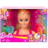Testa per acconciature Barbie capelli biondi neon arcobaleno