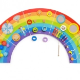 Pannello sensoriale e manipolativo da parete in legno a forma di arcobaleno FSC – Viga