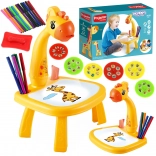Tavolino da disegno con proiettore Giraffa con pennarelli WOOPIE