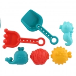 Set di plastica per sabbia per bambini con paletta, rastrello e formine in rete