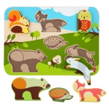 Lucy & Leo puzzle in legno ad incastro animali del bosco, 7 pezzi