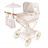 Passeggino pieghevole per bambole REBORN Verona con parasole e accessori, altezza del manico 65–90 cm
