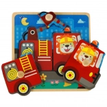 Puzzle in legno camion dei pompieri per bambini