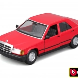 Modello d'auto in metallo Bburago 1:24 Plus 1987 Mercedes-Benz 190E rosso