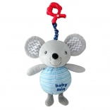 Giocattolo di peluche con carillon e clip BABY MIX topolina