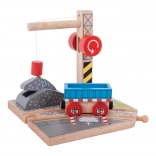 Giocattolo di legno gru con vagone Bigjigs Rail per bambini