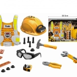 set di attrezzi per bambini con gilet, casco e torcia