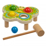Martello di legno a forma di farfalla con 4 palline colorate