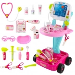 Set da dottore per bambini con carrellino – rosa, 18 pezzi
