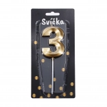 Candela da festa numero 3 dorata