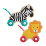 FISHER-PRICE animaletti in legno con ruote – set leone e zebra