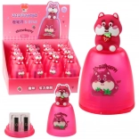 Temperamatite rosa per matite spesse e sottili con contenitore