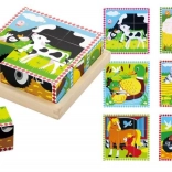 Babu cubi illustrati in legno animali della fattoria – 9 cubi