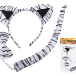 Set da carnevale – tigre bianca (cerchietto, coda e papillon)