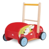 Girello per bambini in legno a forma di macchina rossa