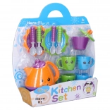 Set colorato di stoviglie da tè con faccine per bambini