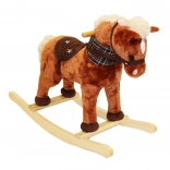 Cavallo a dondolo in peluche con effetti baio 71 × 30 × 58 cm