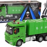 Camion della spazzatura radiocomandato 2,4 GHz con luci e suoni, verde