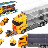Set camion ribaltabile con trasportatore e 6 mini veicoli da costruzione