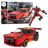 Kit di costruzione 2-in-1 auto GT3 e robot, 335 pezzi, rosso