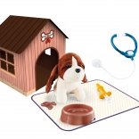 Cagnolino di peluche con cuccia e borsetta 18 cm