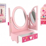 Specchiera da toeletta per bambini con portagioie Princess, in legno, rosa