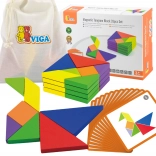 Tangram in legno VIGA con carte – puzzle educativo in legno FSC
