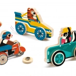 Veicoli di trasporto in legno con bottoni automatici di Djeco