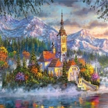 Pittura diamantata: Residenza sull'isola 80x40 cm