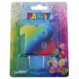 Candela di compleanno numero 18 arcobaleno