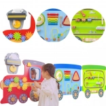 Pannello manipolativo da parete in legno a forma di treno VIGA