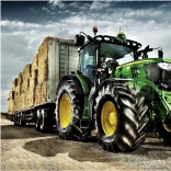Quadro con Diamanti Trattore con Rimorchio John Deere 30x40cm