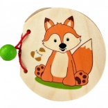 Libro illustrato in legno con volpe e animali del bosco