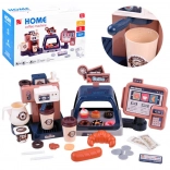 Caffetteria per bambini con macchina del caffè, cassa e vetrinetta – set da 41 pezzi