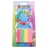 Candeline party colorate con supporti, 24 candeline + 12 supporti