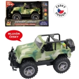 Jeep militare a retrocarica con luci e suoni dell’equipaggio in ceco 1:16